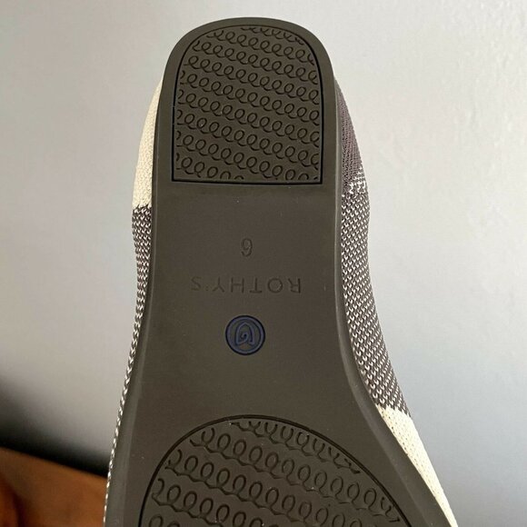 Rothy’s The Flat Round Cap Toe Plaid Black White Colorblock Retired Pattern - Picture 8 of 9